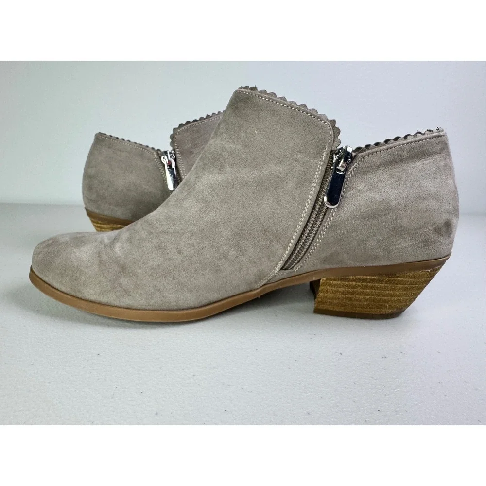 Torrid Taupe Faux Suede Scalloped Ankle Boot Women's 8.5
